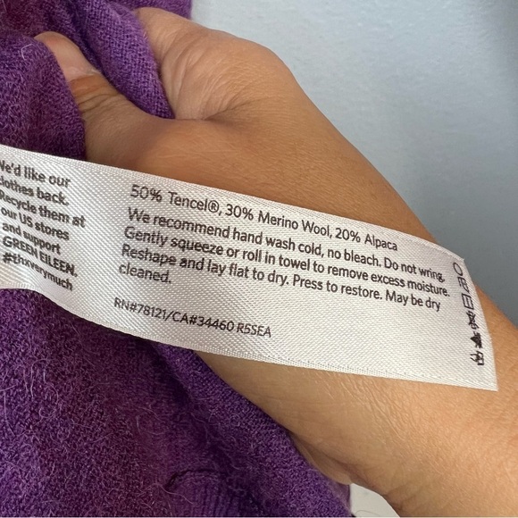 Eileen Fisher Womens Sleek Wool Alpaca Blend Crew Neck Sweater Purple Size M - Picture 11 of 13